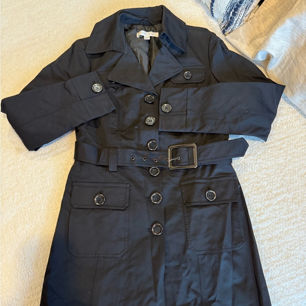 New York & Company Dark Trench Coat with Belt